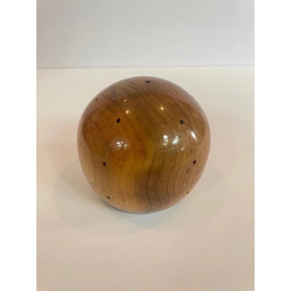 Vintage Oregon Myrtlewood Toothpick Holder Sphere | Mid Century Porcupine